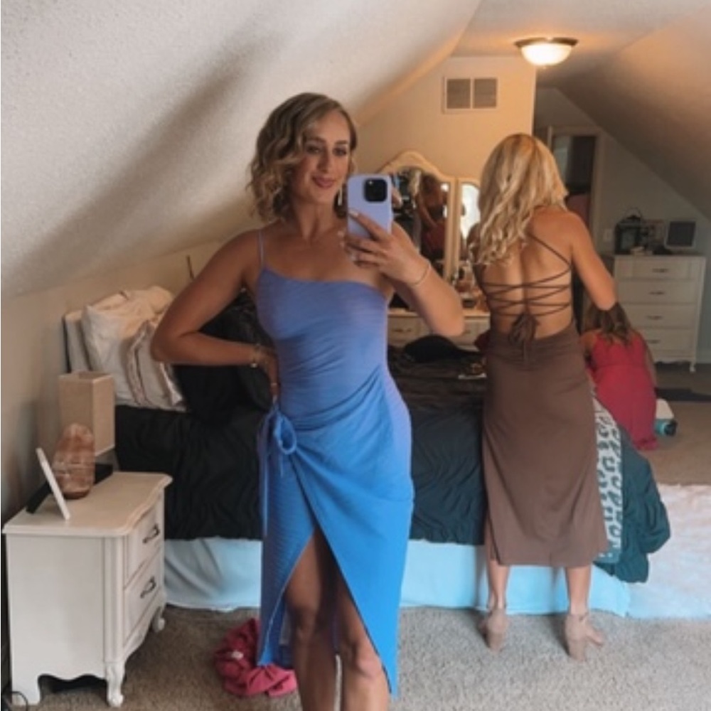 Purple Wrap wedding guest Dress